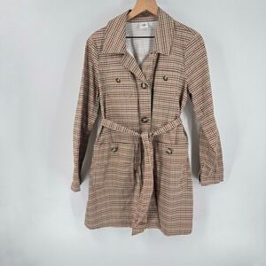 Cabi Houndstooth Trench Coat Belted Double‎ Breasted Blazer Style Jacket Size M